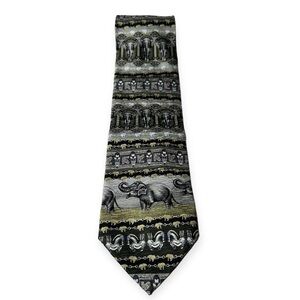 Tesoro Rossi Uomo Moda Elephant Themed 100% Silk Handmade Tie